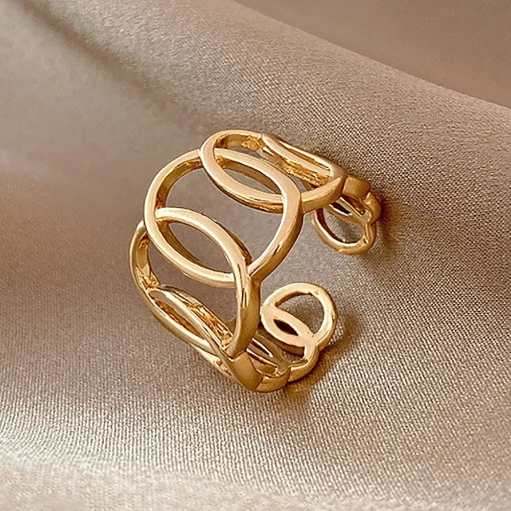 Gold Geometric Cuff Mary Ring - Open Size - Picture 3 of 7
